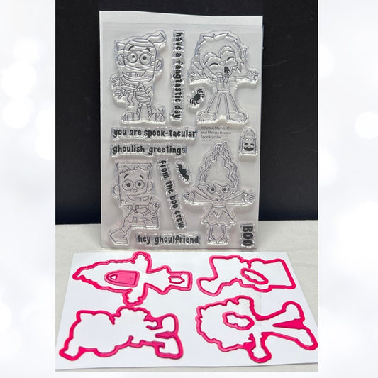 Pink & Main SPOOKTACULAR Halloween Monsters Rubber Stamps Dies