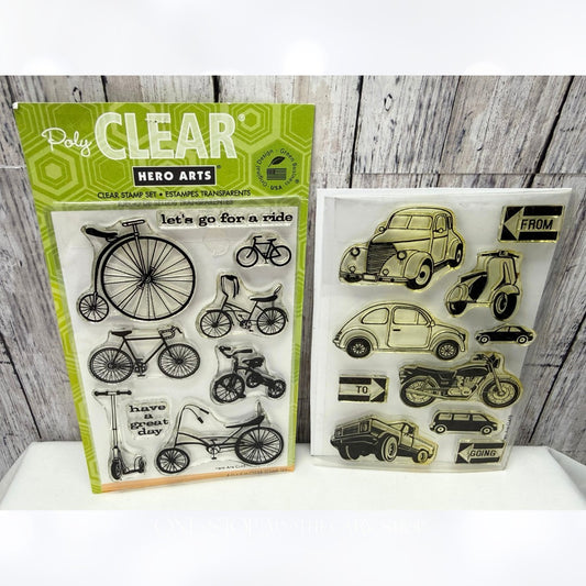 Hero Arts JOY RIDE Going Cars Bikes Rubber Stamps