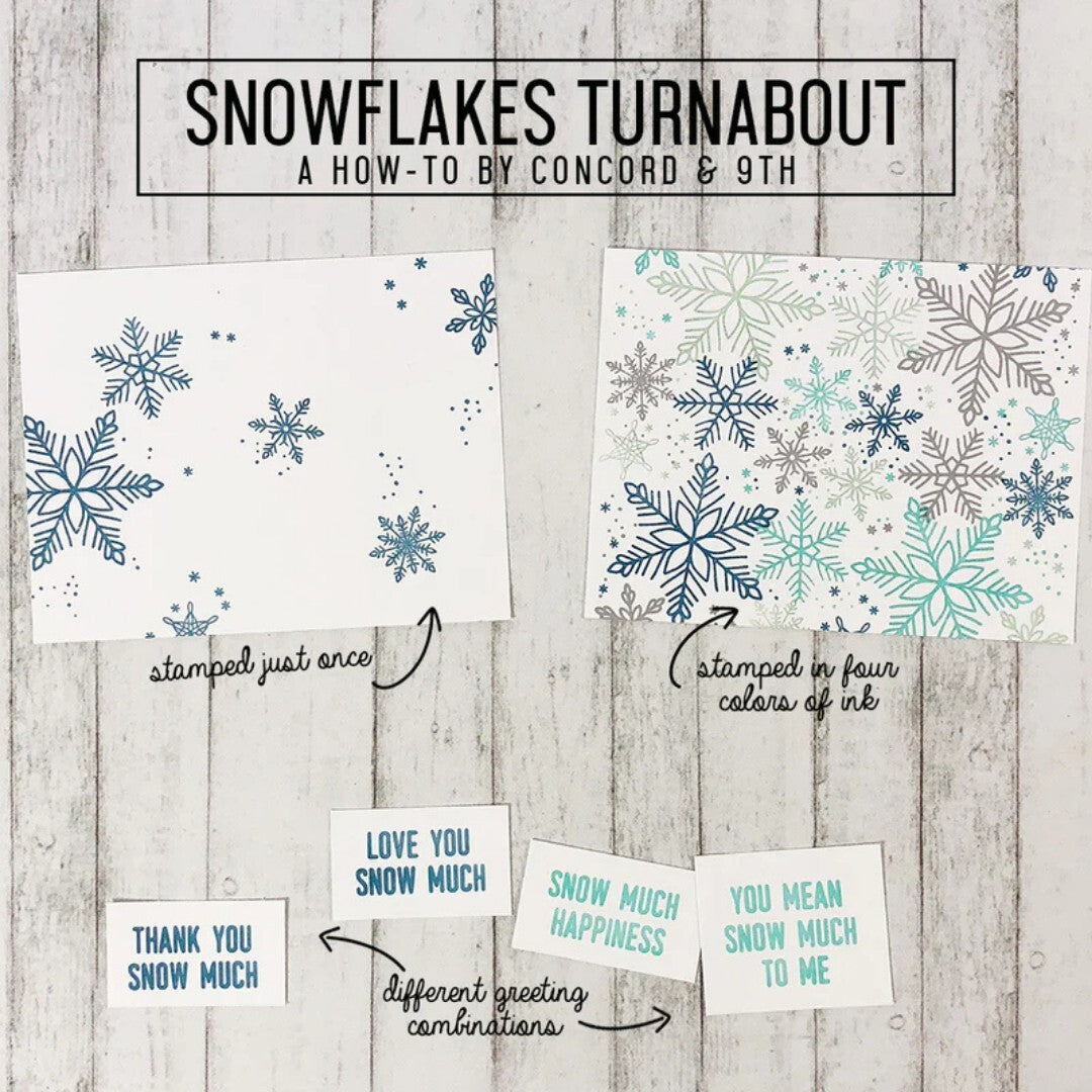 Concord & 9th CHRISTMAS CHEER Snowflakes Turnabout Rubber Stamps Lot