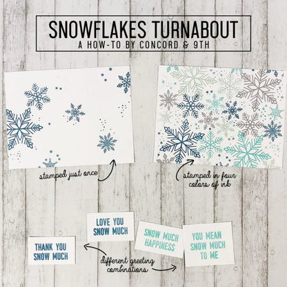 Concord & 9th CHRISTMAS CHEER Snowflakes Turnabout Rubber Stamps Lot