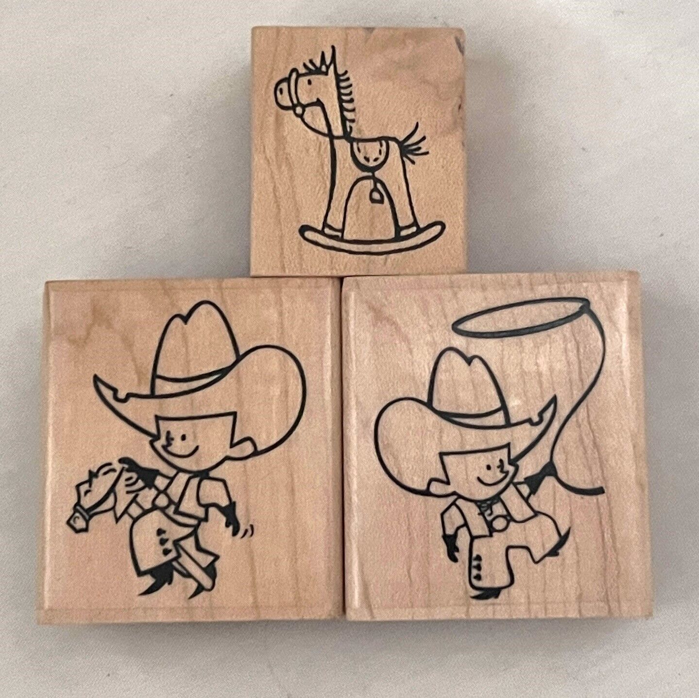 The Cats Pajamas COWBOY Horse Western Mini Rubber Stamps Lot of 3