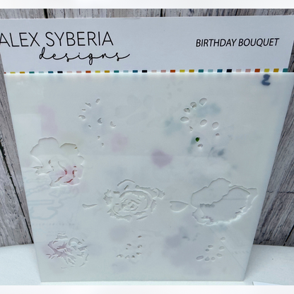 Alex Syberia BIRTHDAY BOUQUET Flowers Floral Rubber Stamps Dies Stencils