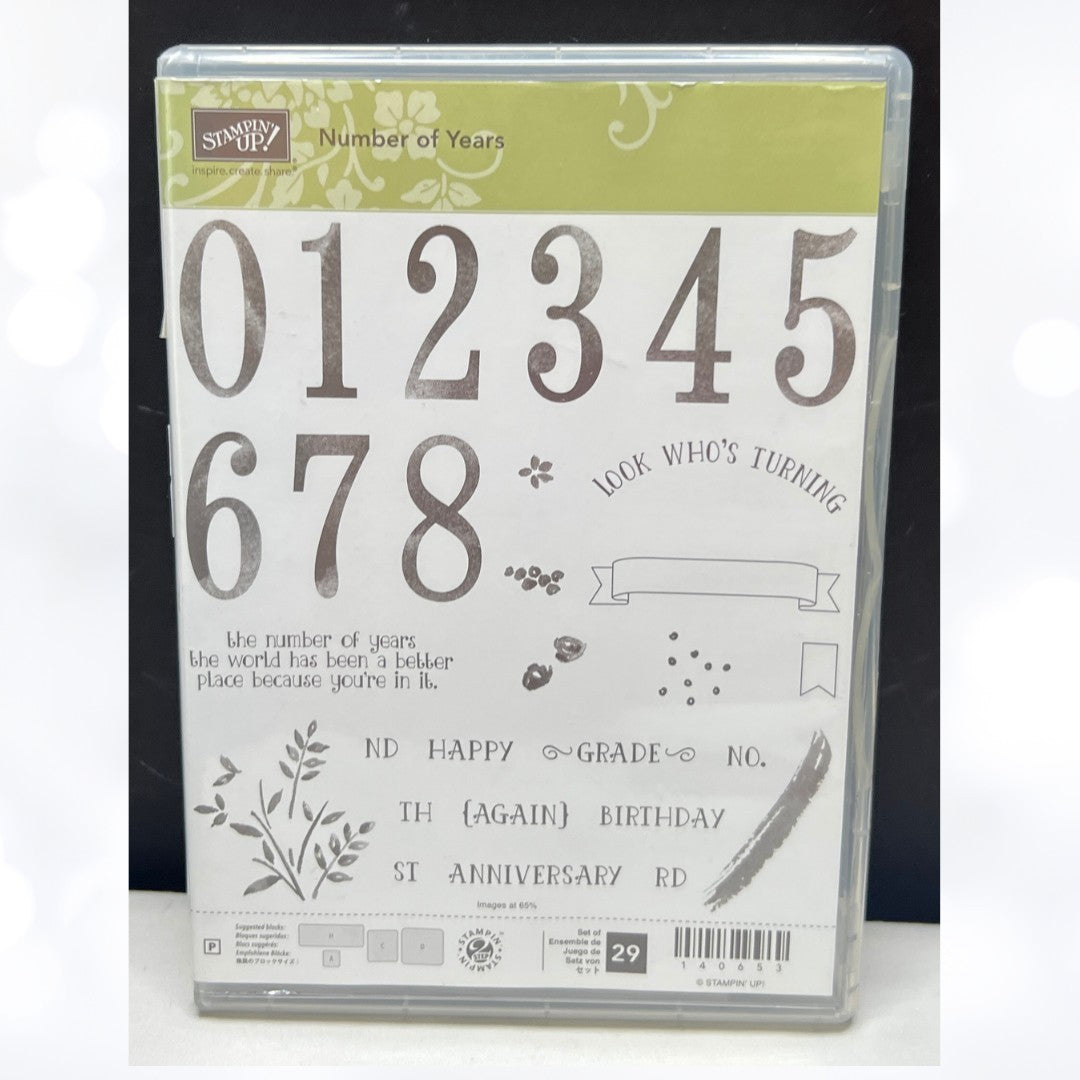 Stampin Up NUMBER OF YEARS Birthday Anniversary School Rubber Stamps