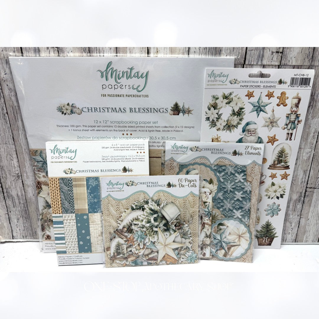 Mintay CHRISTMAS BLESSINGS 12x12 Paper Cardstock Die Cuts Stickers Kit