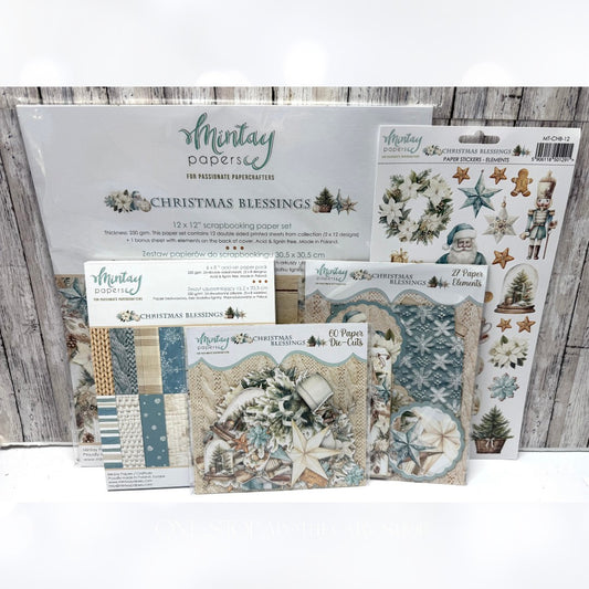 Mintay CHRISTMAS BLESSINGS 12x12 Paper Cardstock Die Cuts Stickers Kit