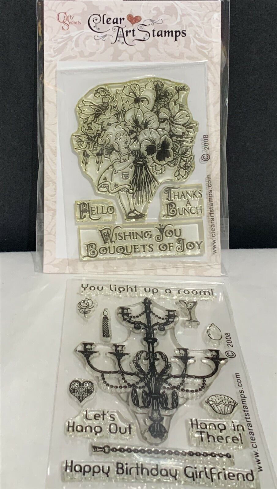 Crafty Secrets Clear Art Stamps CHANDALIER Bouquet of Joy Rubber Stamps Lot