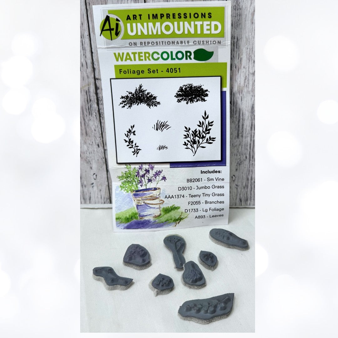 Art Impressions FOLIAGE & FLOWERS Watercolor Floral Rubber Stamps Lot