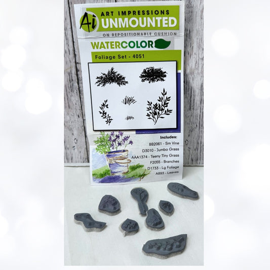 Art Impressions FOLIAGE & FLOWERS Watercolor Floral Rubber Stamps Lot