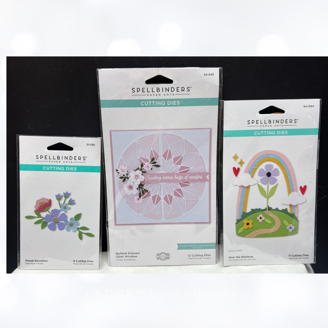 Spellbinders OVER THE RAINBOW Floral Stained Glass Dies Lot of 3