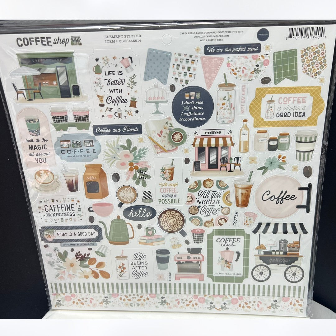 Carta Bella COFFEE 12x12 Paper Kit 6x6 Stickers Ephemera Die Cuts Collection