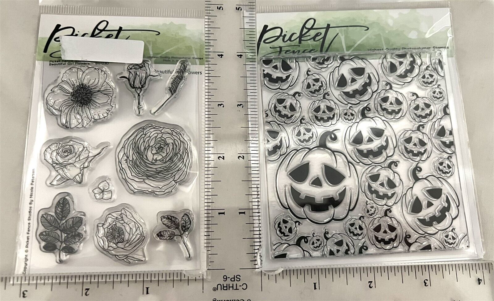 Picket Fence Studios HALLOWEEN Flowers Zebra Sayings Rubber Stamps Lot of 4