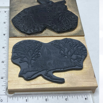 Art Impressions BARN Farm House Country Rubber Stamps Set of 2
