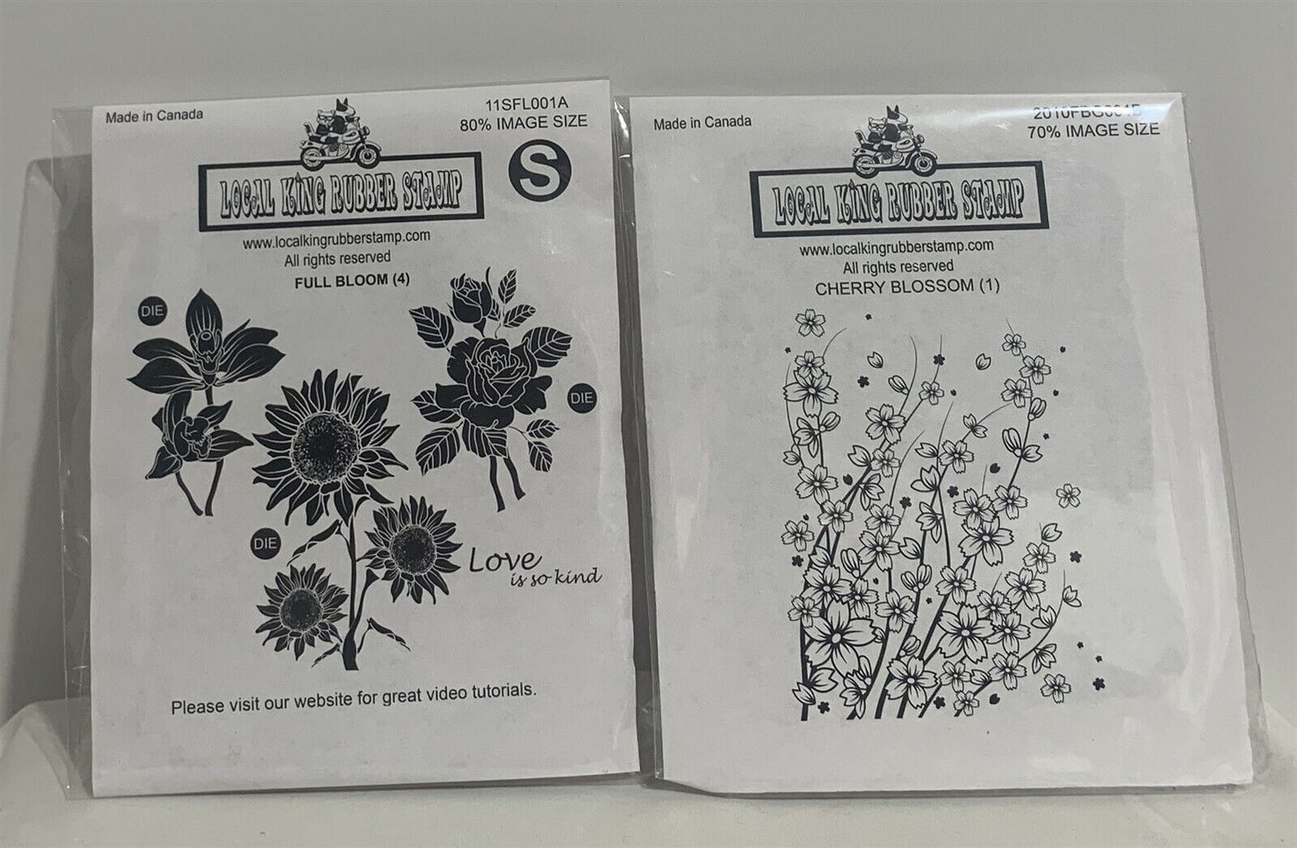 Local King CHERRY BLOSSOM Full Bloom Sunflower Flowers Rubber Stamps Lot