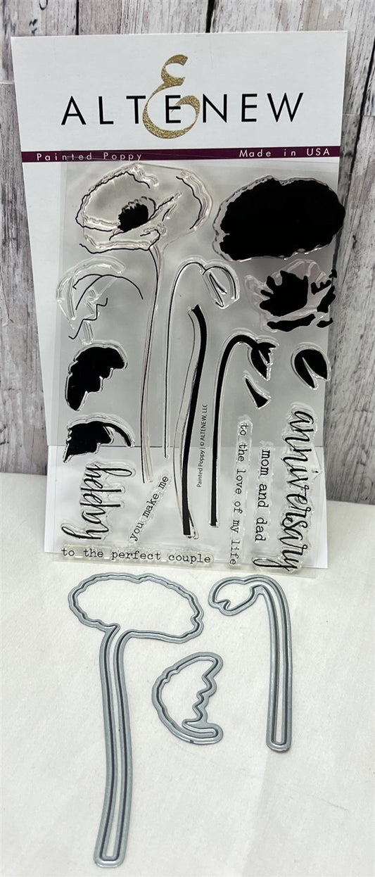 Altenew PAINTED POPPY Flowers Poppies Rubber Stamps Dies