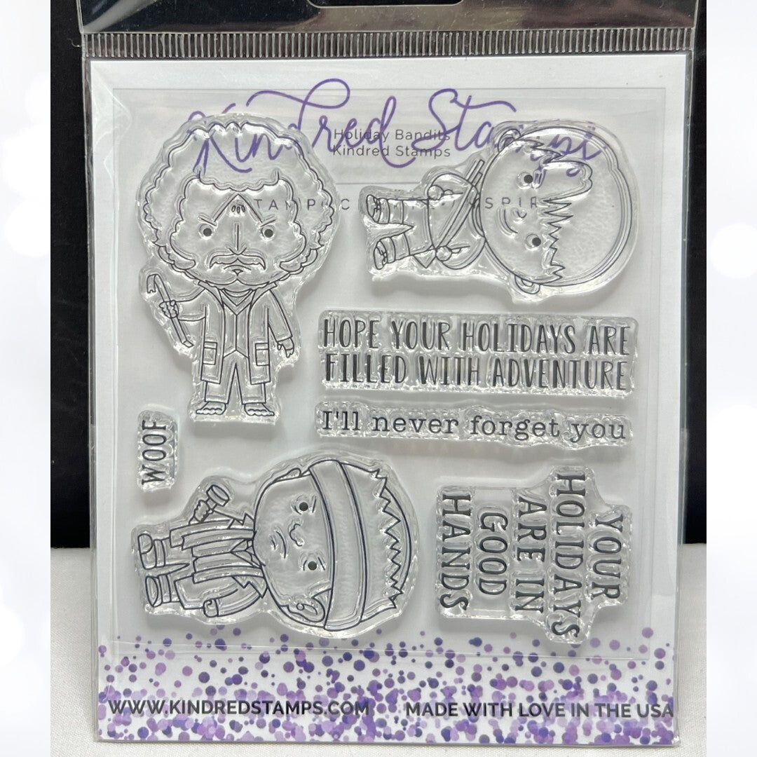 Kindred Stamps HOLIDAY BANDITS Home Alone Christmas Funny Rubber Stamps