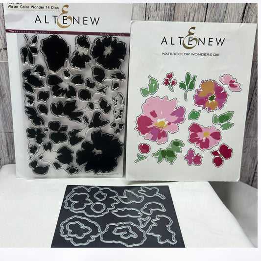 Altenew WATERCOLOR WONDERS Floral Flowers 6x8 Rubber Stamps Dies