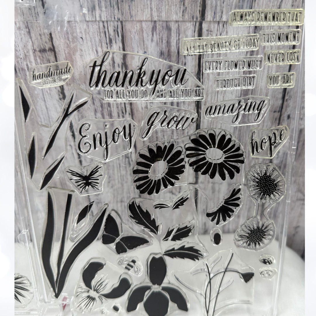 Papertrey Ink FLOWER FAVORITES Enclosed Floral Rubber Stamps