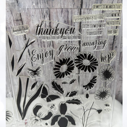 Papertrey Ink FLOWER FAVORITES Enclosed Floral Rubber Stamps