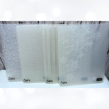 Stampin Up Snowflakes Stripes Texture Embossing Folders Lot of 4