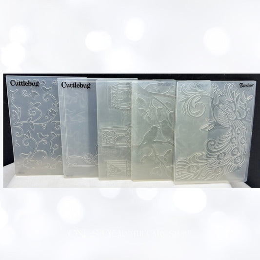 Cuttlebug Darice BIRDS Cage Peacock Embossing Folders Lot of 5