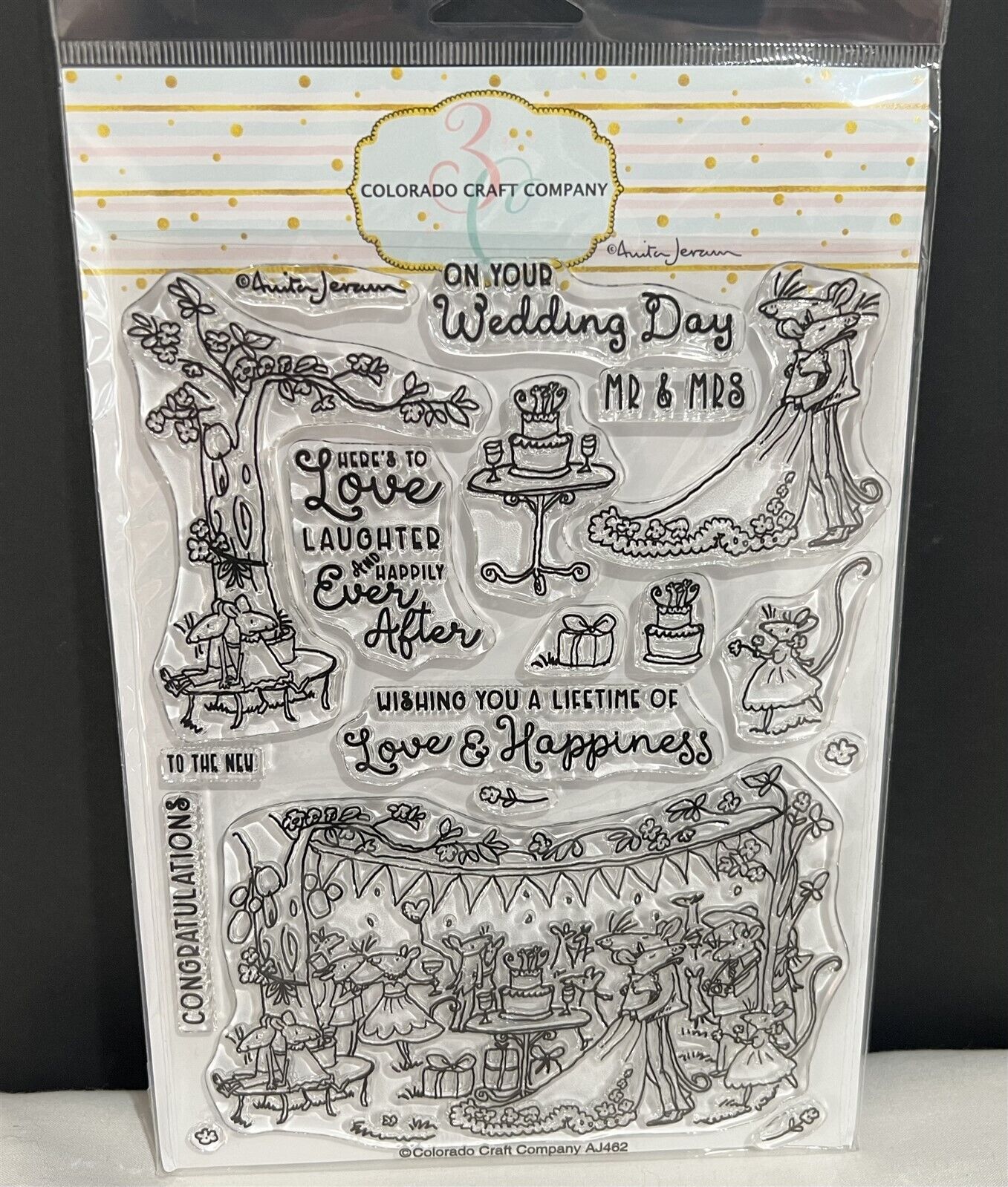 Colorado Craft Company HAPPILY EVER AFTER Wedding Mouse Mice 6x8 Rubber Stamps