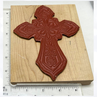 Holly Berry House KILDARE CROSS Religious Easter Wood 1900-S Rubber Stamp
