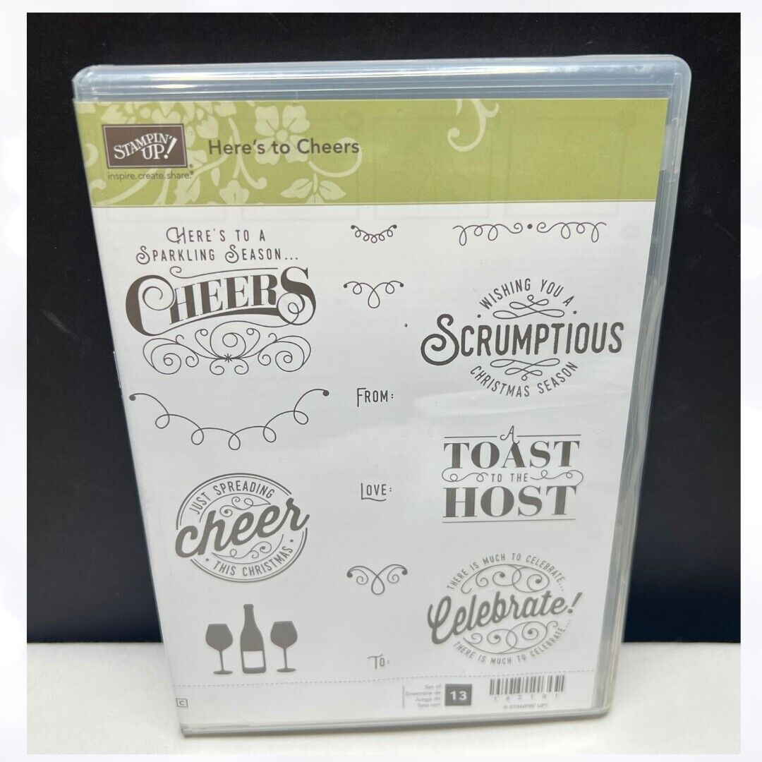 Stampin Up HERE'S TO CHEERS Christmas New Years Drinks Rubber Stamps