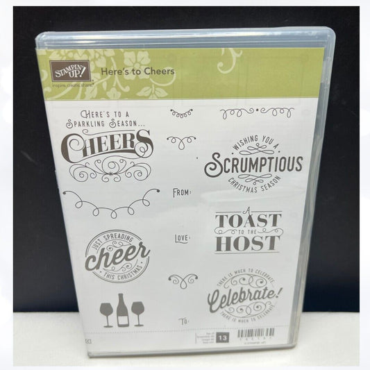 Stampin Up HERE'S TO CHEERS Christmas New Years Drinks Rubber Stamps