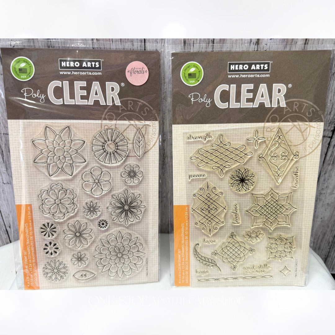 Hero Arts ORNATE HENNA PATTERN Blossoms Rubber Stamps Set of 2
