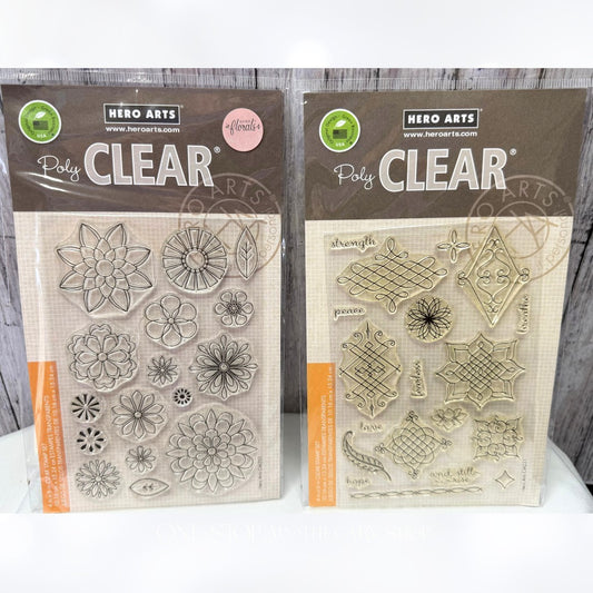 Hero Arts ORNATE HENNA PATTERN Blossoms Rubber Stamps Set of 2