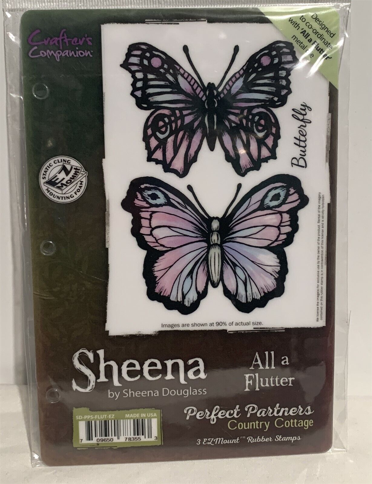 Shauna Douglass ALL A FLUTTER Butterfly Butterflies Cling Rubber Stamps Set