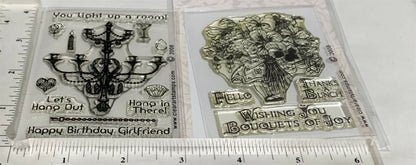 Crafty Secrets Clear Art Stamps CHANDALIER Bouquet of Joy Rubber Stamps Lot