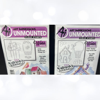 Art Impressions EASTER EGG HOUSE Birdhouse Spring Rubber Stamps Lot of 4