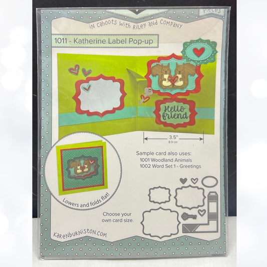 Karen Burniston Katherine LABEL POP-UP  Interactive Card Making Dies AS IS**