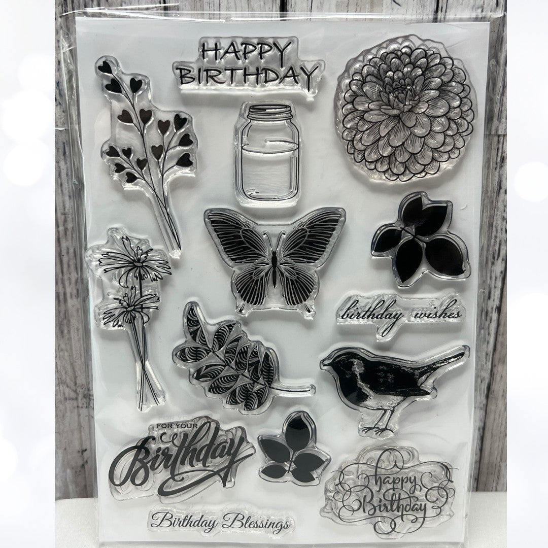 Gina K Designs Bird Butterfly Floral 6x8 Rubber Stamps