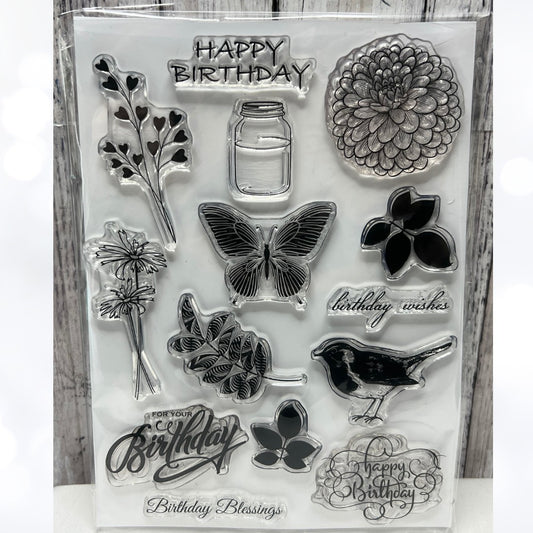 Gina K Designs Bird Butterfly Floral 6x8 Rubber Stamps