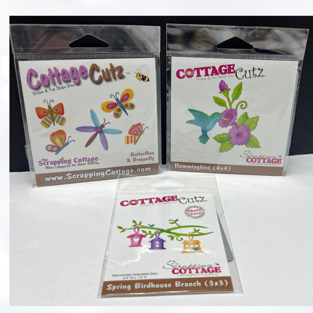 Cottage Cutz HUMMINGBIRD Birdhouse Butterflies Spring Dies Lot of 3