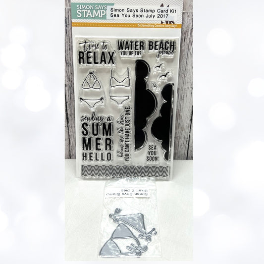 Simon Says Stamp SEA YOU SOON Bikini Beach Rubber Stamps Dies