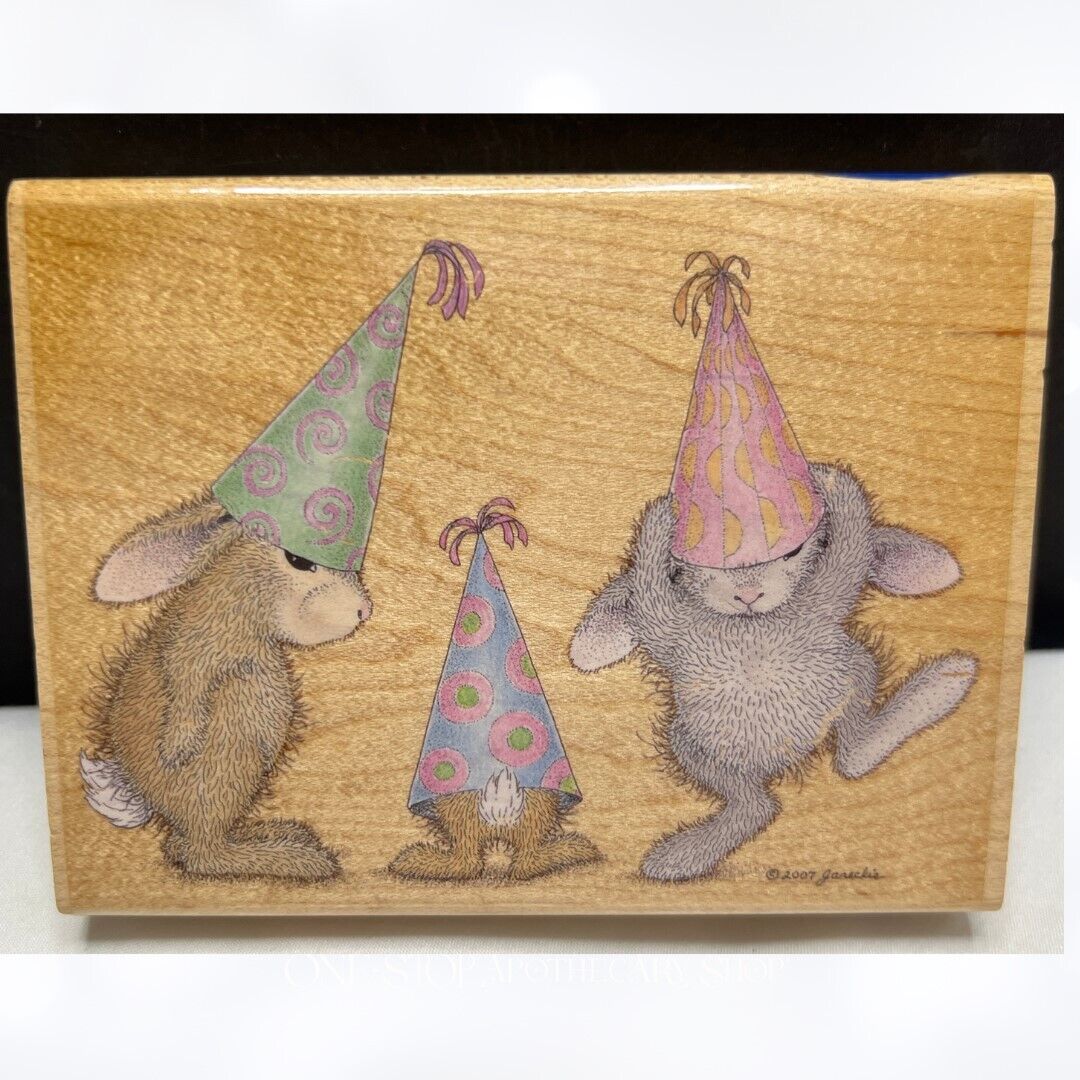 House Mouse PARTY HOPPERS Bunny Rabbits Birthday Rubber Stamp