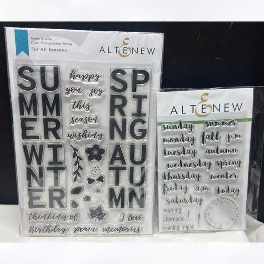 Altenew FOR ALL SEASONS 24/7 Planner Days Time Rubber Stamps Lot of 2