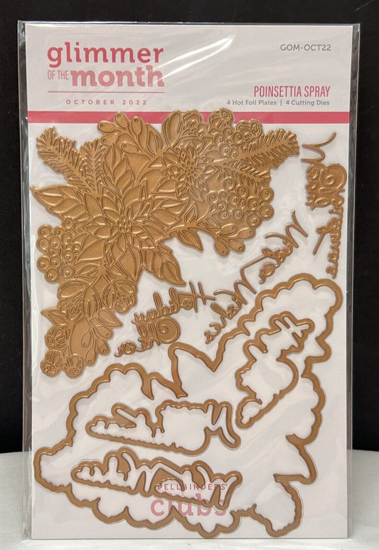 Spellbinders Glimmer POINSETTIA SPRAY Christmas of the Month Hot Foil Plate Dies