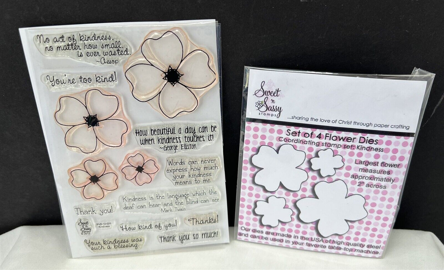 Sweet & Sassy KINDNESS Flowers Floral Rubber Stamps Dies