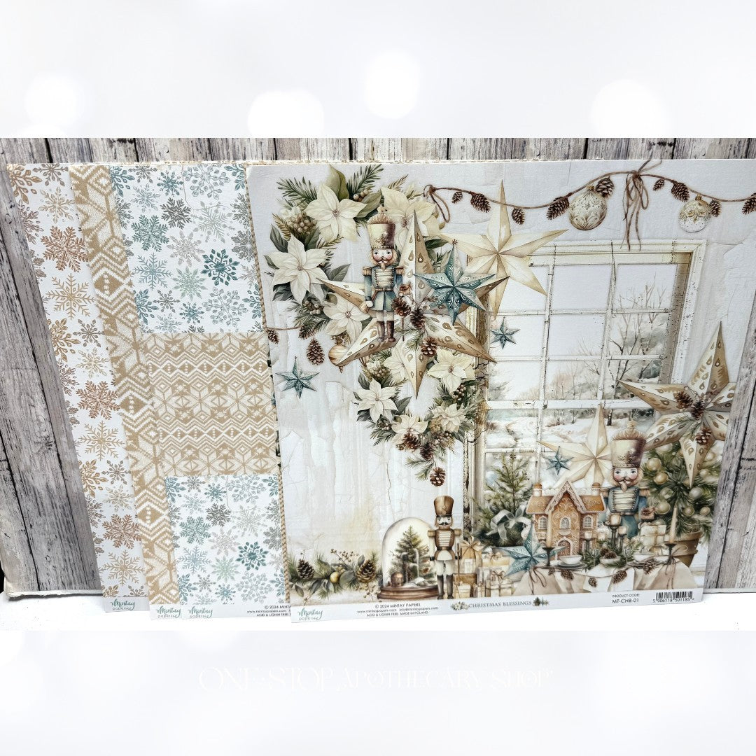 Mintay CHRISTMAS BLESSINGS 12x12 Paper Cardstock Die Cuts Stickers Kit