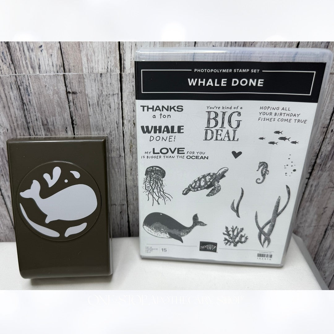 Stampin Up WHALE DONE Sea Turtle Ocean Builder Rubber Stamps Punch