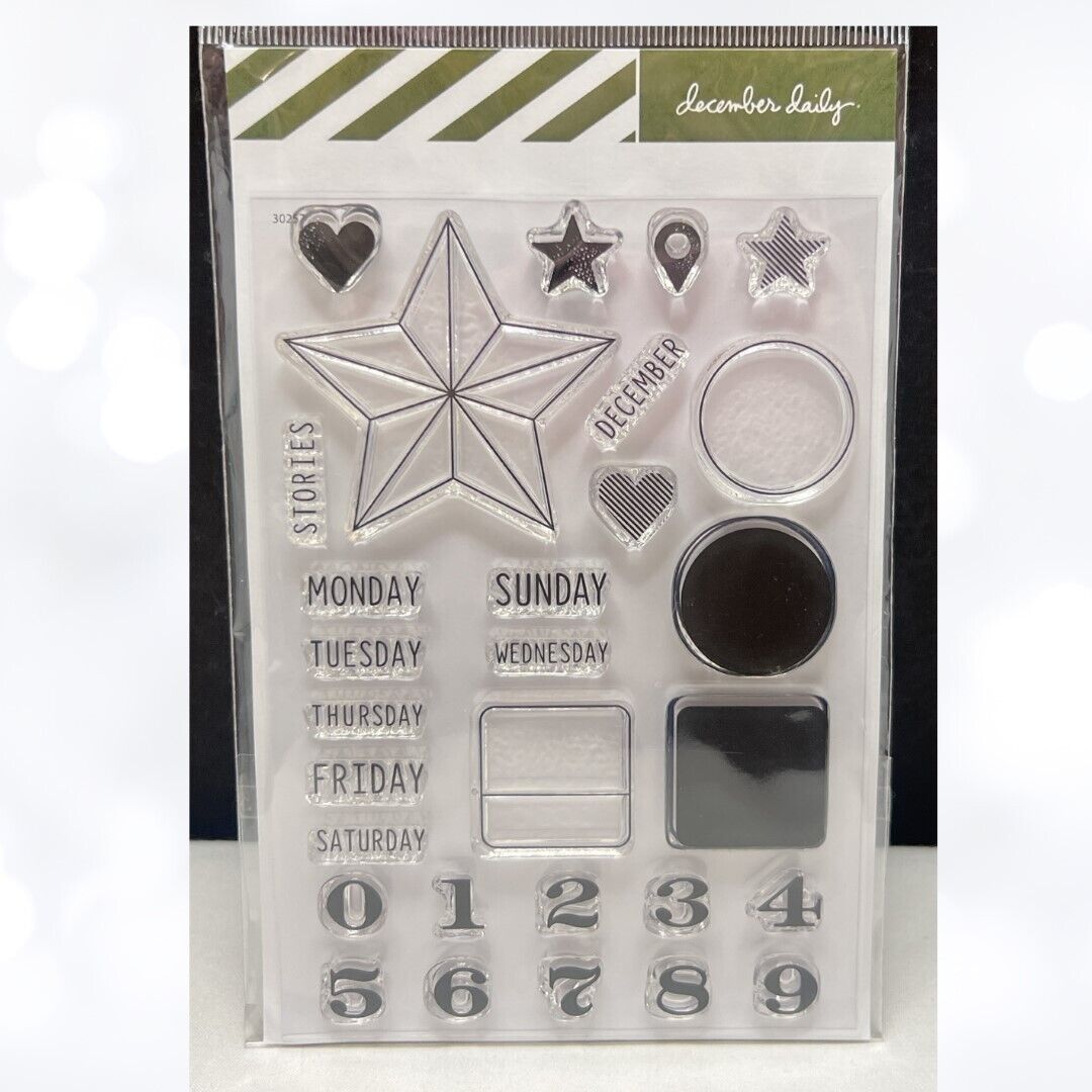 December Daily CHRISTMAS STAR Planner Numbers Days Rubber Stamps 