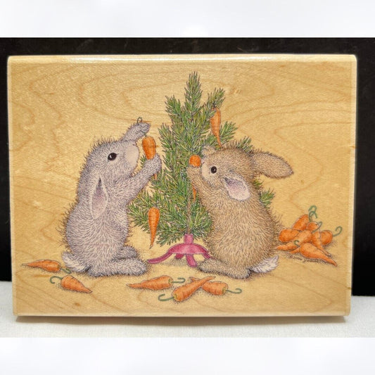 House Mouse CARROT TREE Hoppers Hop-It Bunny Rabbits Christmas Rubber Stamp