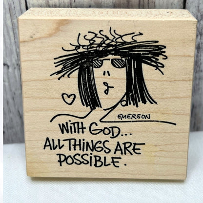 Emerson Quillin WITH GOD Religious Rubber Stamp Rare