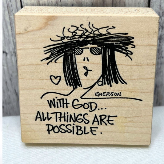 Emerson Quillin WITH GOD Religious Rubber Stamp Rare