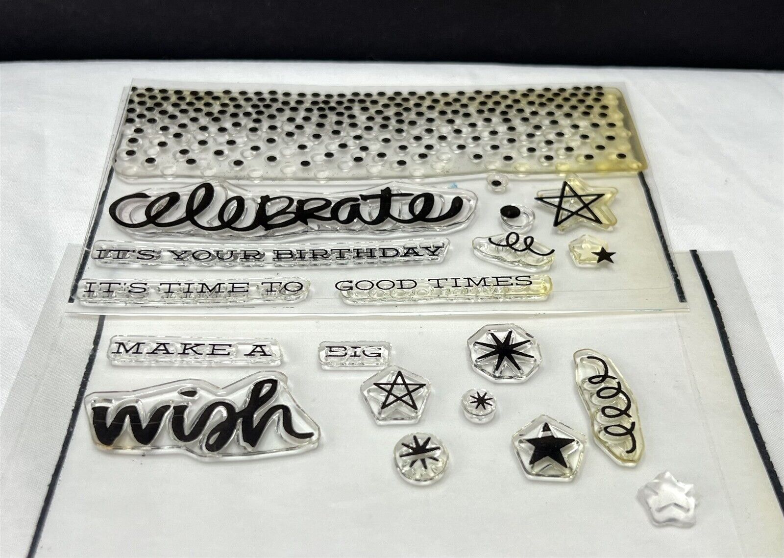 Papertrey Ink STAR SCRIBBLES Good Times Birthday Party Rubber Stamps Lot