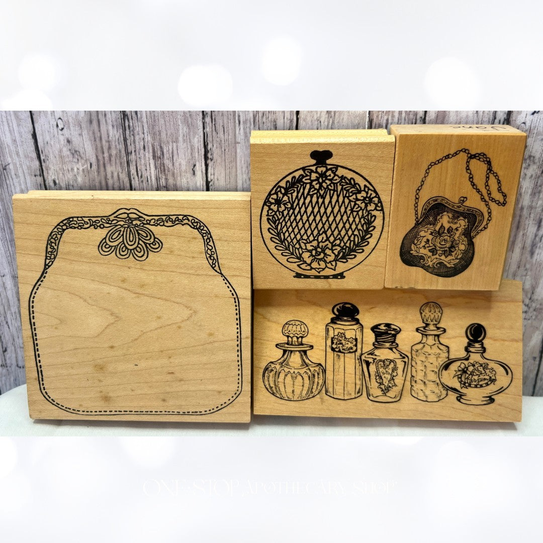 PERFUME Purse Vintage Handbag Fashion Beauty Rubber Stamps
